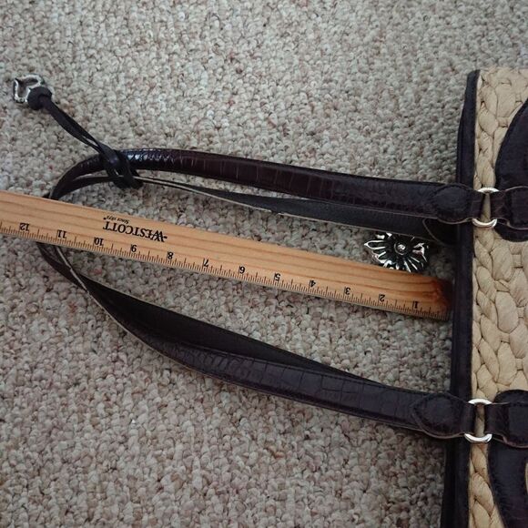 Brighton Scroll weaved straw tote purse leather - butterfly design - Picture 14 of 16